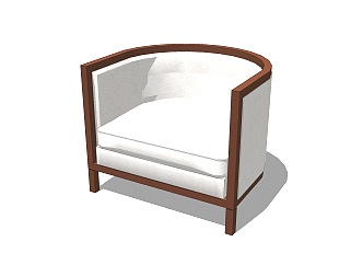 20现代新中式实木布艺单人沙发 现代轻奢布艺单人沙发  休闲椅 休闲沙发su草图模型下载