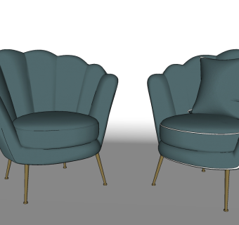 21简欧布艺单人沙发  花瓣沙发椅 现代轻奢布艺单人沙发  休闲椅 休闲沙发su草图模型下载