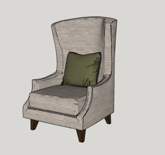 22简欧布艺单人沙发  现代轻奢布艺单人沙发 贵妃椅   休闲椅 休闲沙发su草图模型下载