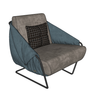 23现代布艺沙发 单人沙发 休闲沙发 沙发椅su草图模型下载