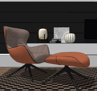 26现代单人沙发 边几组合   摆件 现代布艺沙发 单人沙发 休闲沙发 沙发椅su草图模型下载