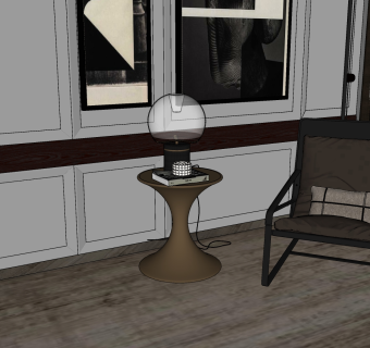 28现代单人沙发 边几组合  沙发椅   现代布艺沙发 单人沙发 休闲沙发 摆件su草图模型下载