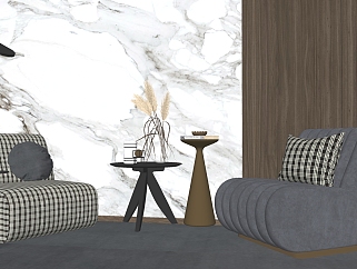 29现代单人沙发组合 茶几组合 摆件 休闲椅 休闲沙发su草图模型下载