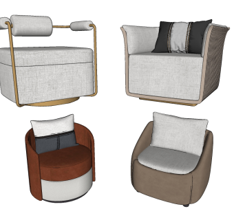 31现代单椅 沙发椅 现代轻奢布艺单人沙发  休闲椅 休闲沙发 北欧沙发 北欧实木布衣单人沙发su草图模型下载