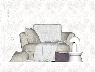36现代布艺沙发 单人沙发 休闲沙发 沙发椅su草图模型下载