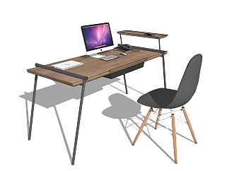 38電腦桌椅 單人椅 電腦桌 現代簡約風格桌椅su草圖模型下載