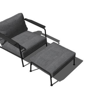 50休闲沙发 单人沙发  单人椅 脚踏 布艺单人沙发su草图模型下载