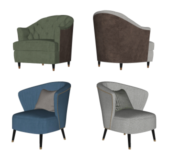 59美式轻奢单人沙发组合 轻奢单人椅 轻奢休闲椅 轻奢休闲沙发su草图模型下载