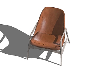 62现代皮质沙发 轻奢单人椅 轻奢休闲椅 轻奢休闲沙发椅su草图模型下载