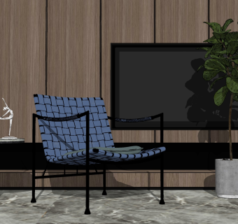 69现代风格休闲椅  钓鱼椅 单人椅 现代电视背景墙单椅组合su草图模型下载