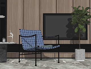 69现代风格休闲椅  钓鱼椅 单人椅 现代电视背景墙单椅组合su草图模型下载