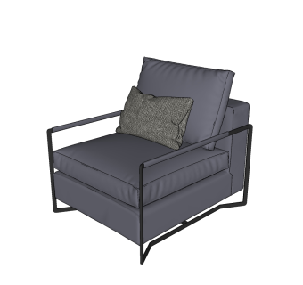 72现代皮革单人办公沙发 靠枕 办公单人沙发 休闲单人沙发su草图模型下载