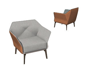 73现代皮革单人沙发 休闲单人沙发 单椅 单人沙发su草图模型下载