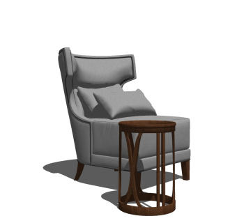 79美式风格单人沙发_单人休闲扶手椅 躺椅 高背椅su草图模型下载