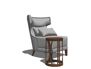 79美式风格单人沙发_单人休闲扶手椅 躺椅 高背椅su草图模型下载