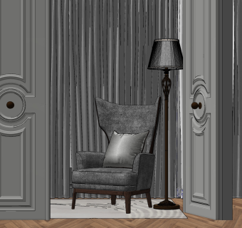 91美式风格单人沙发_单人休闲扶手椅 躺椅 高背椅 轻奢单人沙发椅子  轻奢休闲椅  轻奢休闲沙发su草图模型下载