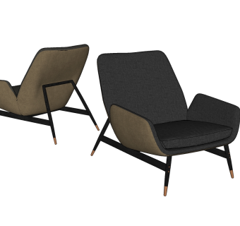 96现代皮革单人沙发 休闲单人沙发 单椅 单人沙发su草图模型下载