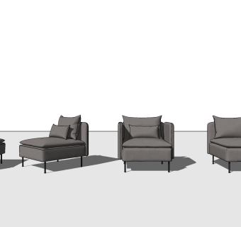 97现代宜家扶手椅沙发 躺椅沙发 贵妃椅 床尾凳 沙发凳脚踏 单人休闲扶手椅 躺椅 高背椅su草图模型下载