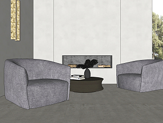 100现代单人休闲沙发茶几组合 北欧沙发 北欧实木布艺单人沙发 单椅su草图模型下载