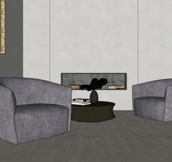 100现代单人休闲沙发茶几组合 北欧沙发 北欧实木布艺单人沙发 单椅su草图模型下载