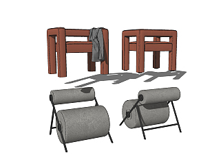 107现代布艺单人沙发 现代单人休闲沙发   休闲椅 休闲沙发  单椅su草图模型下载