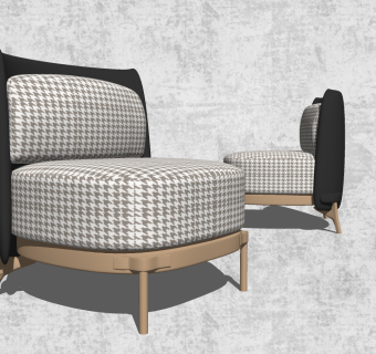 112现代布艺单人沙发 现代单人休闲沙发   休闲椅 休闲沙发  单椅su草图模型下载