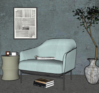 117现代单人休闲沙发 休闲椅 休闲沙发 单人椅su草图模型下载