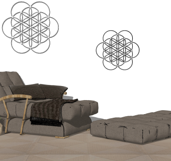 135现代简约单人沙发休闲沙发 脚踏 躺椅 贵妃椅su草图模型下载