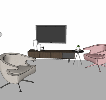 136现代单人沙发  休闲椅 休闲沙发 单人椅 电视柜 装饰柜 圆几 边几 落地灯 摆件 盆栽 书籍su草图模型下载