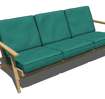 06现代风格实木三人沙发 布艺多人沙发 宜家沙发su草图模型下载