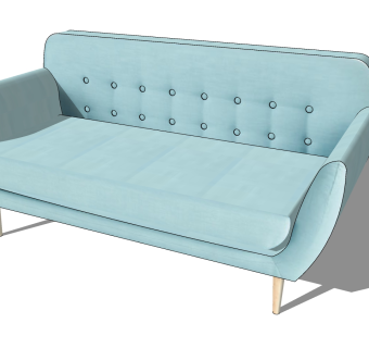 08现代风格实木三人沙发 布艺多人沙发 宜家沙发su草图模型下载