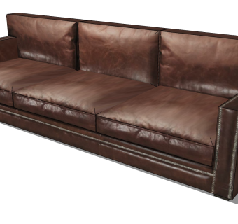 09现代风格办公多人沙发 三人皮革沙发su草图模型下载