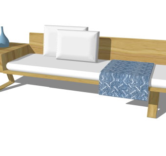 10现代风格实木三人沙发 布艺多人沙发 新中式多人沙发su草图模型下载