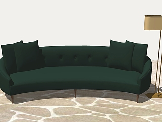 15现代风格布艺三人沙发 布艺多人沙发 宜家沙发 异形  弧形沙发su草图模型下载