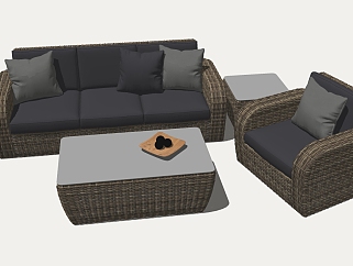 20现代北欧简约多人沙发茶几组合,三人沙发 单人沙发 单椅su草图模型下载