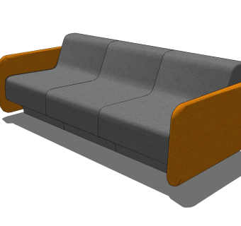 22现代风格三人沙发 布艺三人沙发 简约沙发 宜家简约沙发su草图模型下载