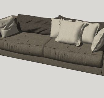 23现代风格办公多人沙发 三人布艺沙发 简约多人沙发su草图模型下载