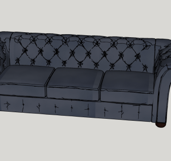28欧式软包三人沙发 欧式多人沙发 皮革沙发su草图模型下载