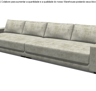 29现代风格办公多人沙发 三人布艺沙发 简约多人沙发su草图模型下载