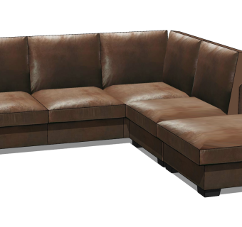 30现代风格多人转角沙发 皮革转角沙发 办公沙发su草图模型下载