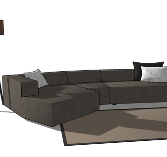 34中式实木雕花沙发座椅组合  罗汉床 床榻 卧榻 中式沙发su草图模型下载