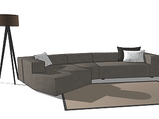 34中式实木雕花沙发座椅组合  罗汉床 床榻 卧榻 中式沙发su草图模型下载