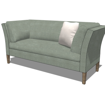 37现代北欧简约多人沙发,三人沙发su草图模型下载