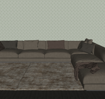 42现代简约多人沙发,多人沙发,沙发 转角沙发su草图模型下载