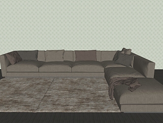 42现代简约多人沙发,多人沙发,沙发 转角沙发su草图模型下载
