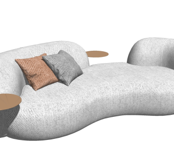 45现代风格多人沙发_边几_抱枕_弧形_球体_多功能沙发 弧形沙发 异形沙发 布艺沙发 公共沙发su草图模型下载