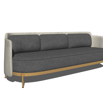 46现代多人沙发 现代休闲三人沙发 布艺多人沙发 北欧实木沙发su草图模型下载