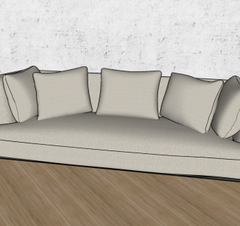 48现代多人沙发 现代三人沙发 布艺多人沙发su草图模型下载