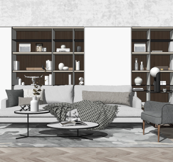 50现代北欧 多人沙发 三人沙发 单人沙发 新中式简约沙发 新中式布艺沙发 书柜 装饰柜su草图模型下载