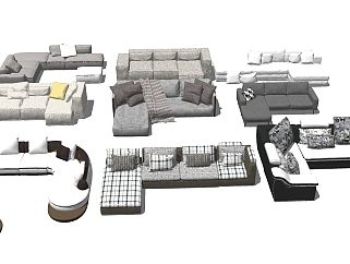 55 L形沙发 转角沙发集合 布艺沙发 皮革沙发 弧形沙发 异形沙发su草图模型下载
